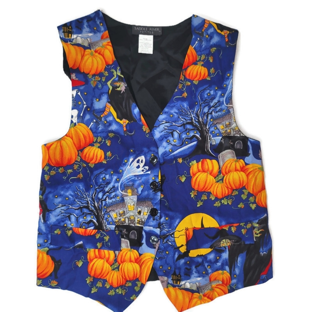 Saddle river petite Halloween pumpkin ghost vest M